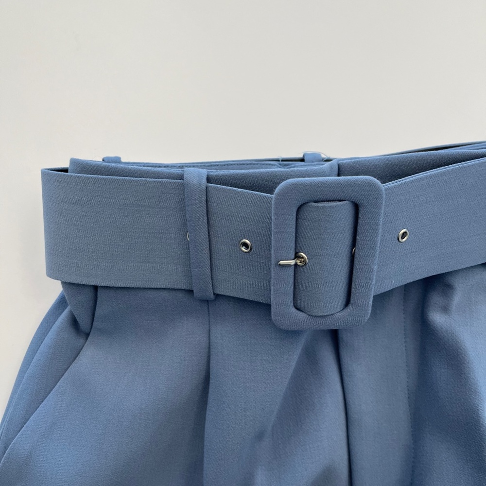 ZARA Light Blue PANTS WITH FABRIC-COVERED BELT